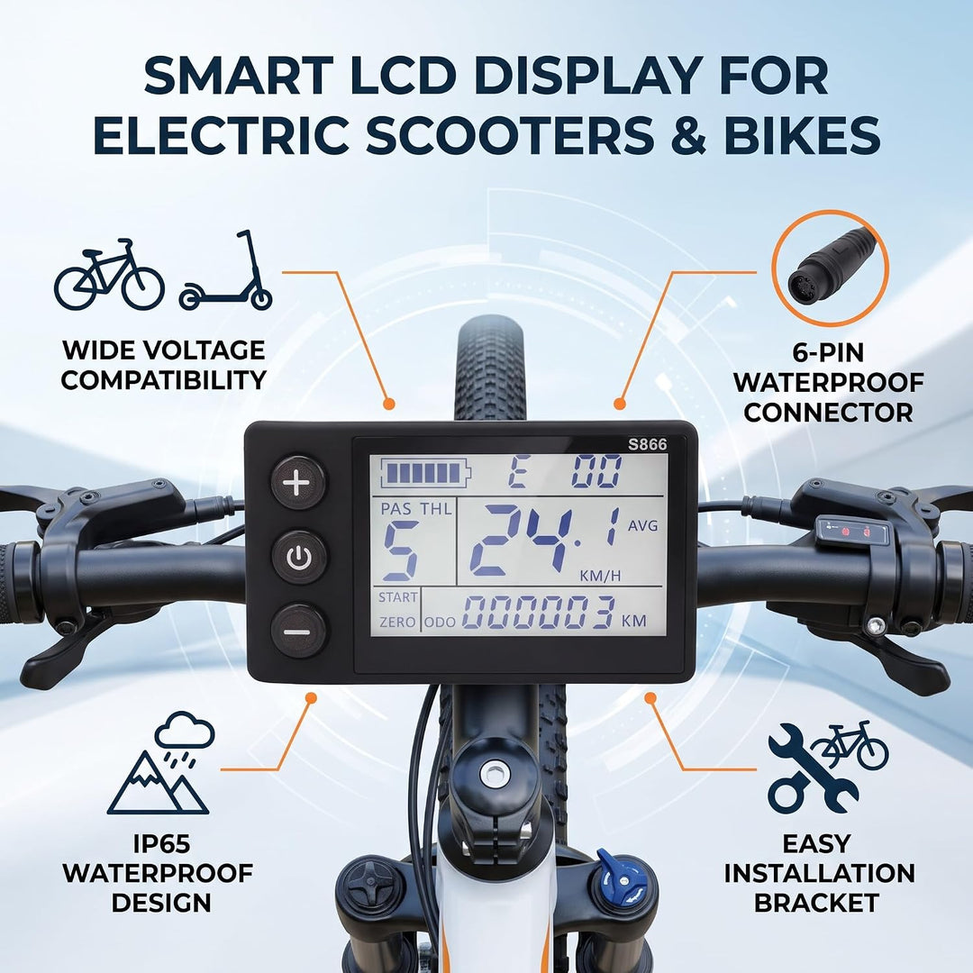 Elektrisches Fahrrad-LCD-Display, Wasserdicht, 6P-Anschluss, LCD-Panel-Teile, for Mountainbike-Umbau