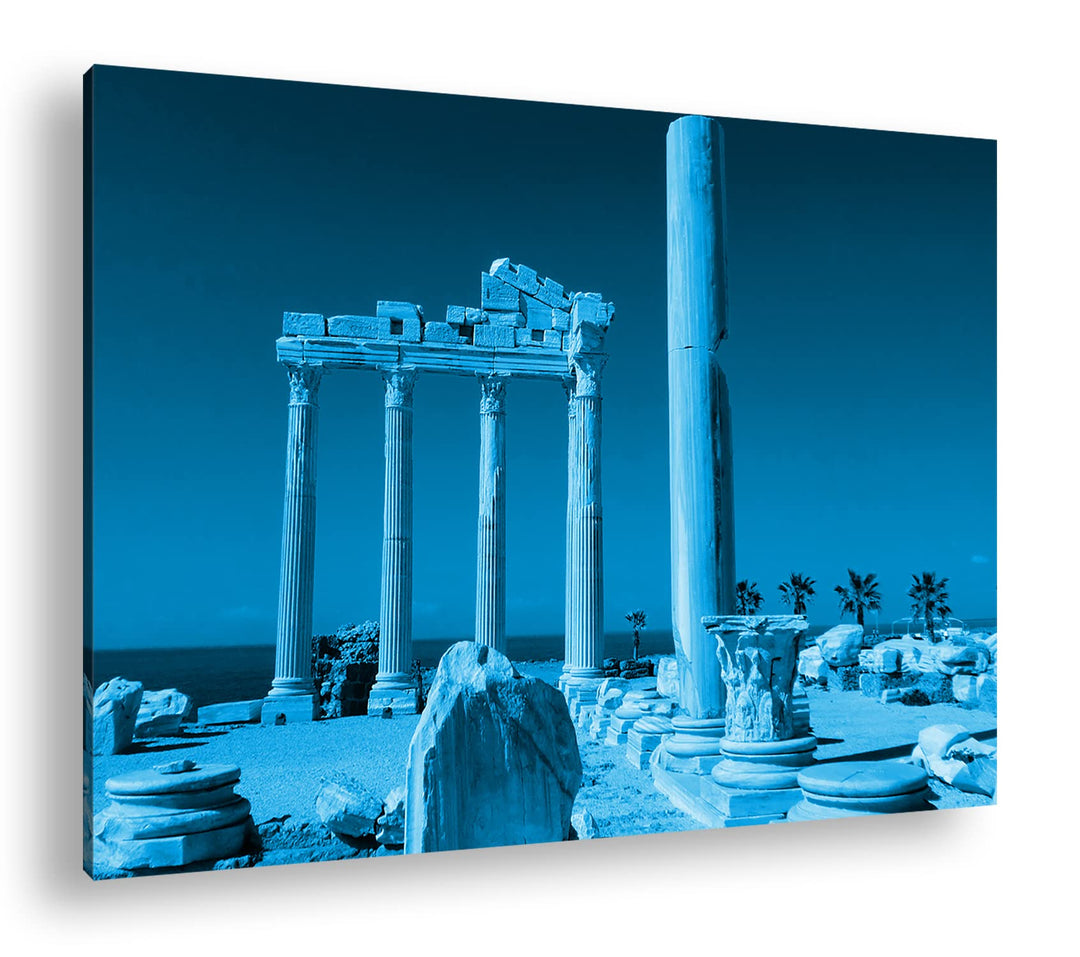 deyoli antikes Tempel Bauwerk in Türkei Format 80x60 Effekt: Monocrome Blau als Leinwandbild, Motiv