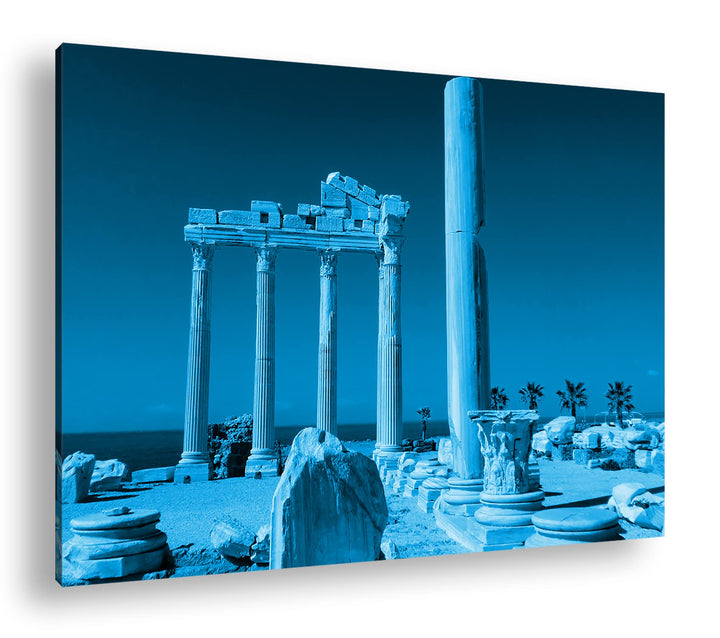 deyoli antikes Tempel Bauwerk in Türkei Format 80x60 Effekt: Monocrome Blau als Leinwandbild, Motiv