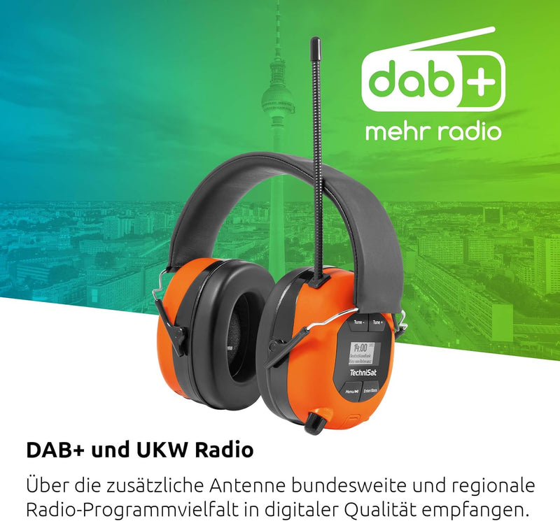 TechniSat STEREOMAN DAB+ OD – kabelloser Stereo DAB+/FM Bluetooth-Kopfhörer (DAB+/UKW Radioempfang,