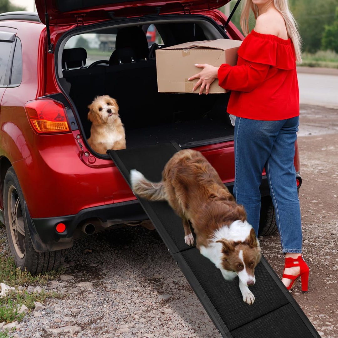 Gadpiparty 180x50cm Hunderampe Auto Klappbar, Klappbare Rampe für Hunde bis 136kg, rutschfeste Teppi
