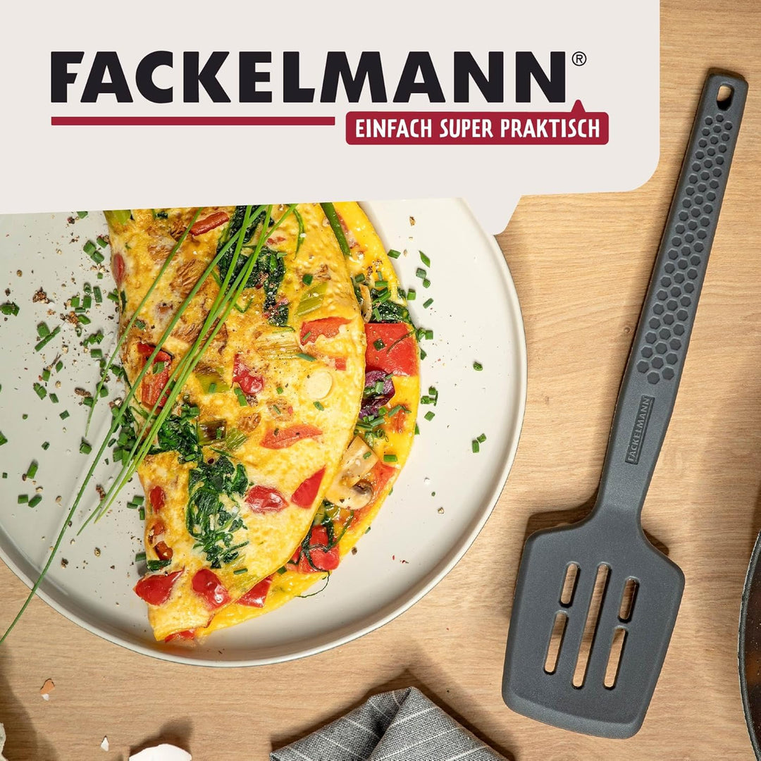 FACKELMANN Statement Silikon Küchenhelfer-Set 3er Pack – Schlitzwender, Servierlöffel & Schöpflöffel