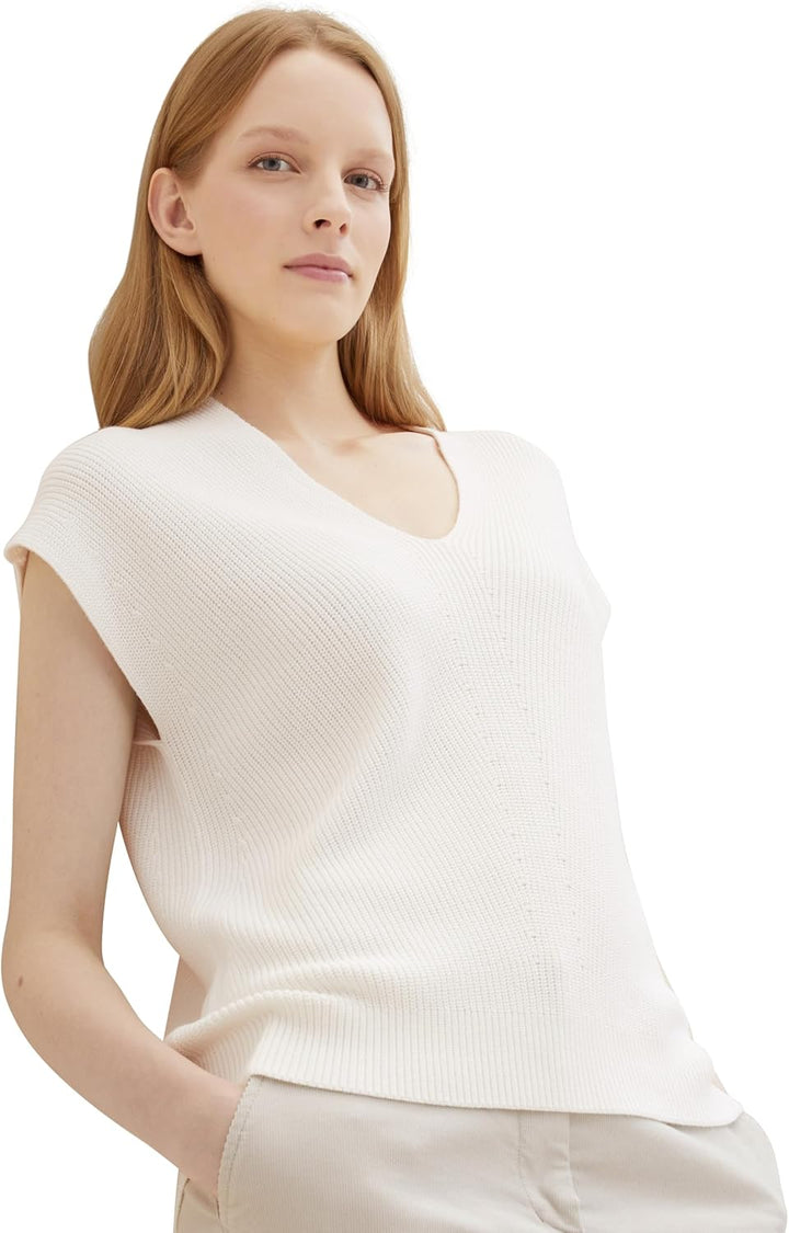 TOM TAILOR Damen Pullunder M 10315 - Whisper White, M 10315 - Whisper White