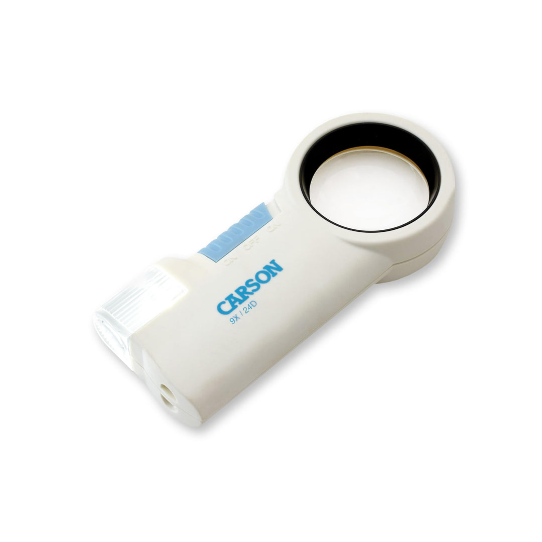 Carson MagniFlash asphärische 9x Lupe mit LED und Taschenlampenfunktion (CP-32) 9x LED-Lupe, 9x LED-