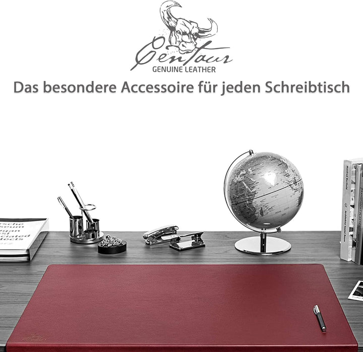 Centaur - Hochwertige Leder Schreibtischunterlage mit 90° Kantenschutz - Weinrot 55x80 cm - ideal fü