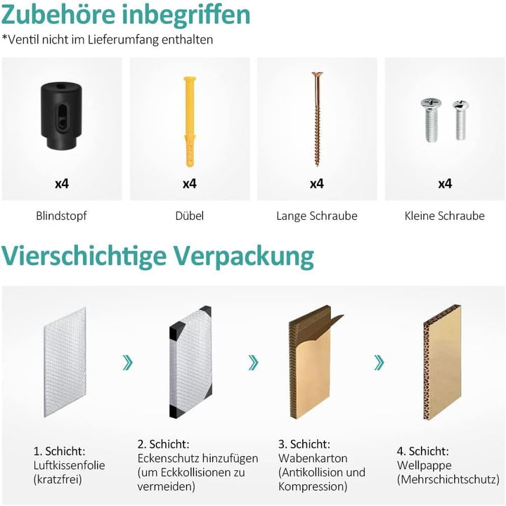 EMKE Handtuchheizkörper Flach 1599x600 mm, Badheizkörper Handtuchhalter mit Seitenanschluss, Effizie