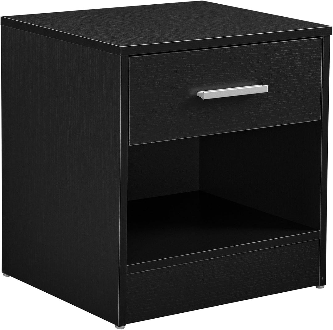 [en.casa] Eleganter Nachttisch mit Schublade und Ablagefach Nachtschrank Schwarz Schubladentisch Nac