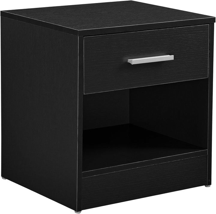 [en.casa] Eleganter Nachttisch mit Schublade und Ablagefach Nachtschrank Schwarz Schubladentisch Nac