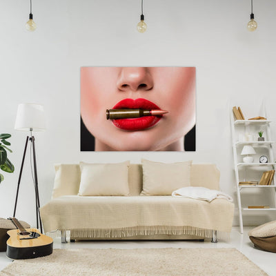 wandmotiv24 Leinwandbild 260 g/m² - Kunstdruck auf Leinwand - Wandkunst - Wandbild mit Frauen Lippen