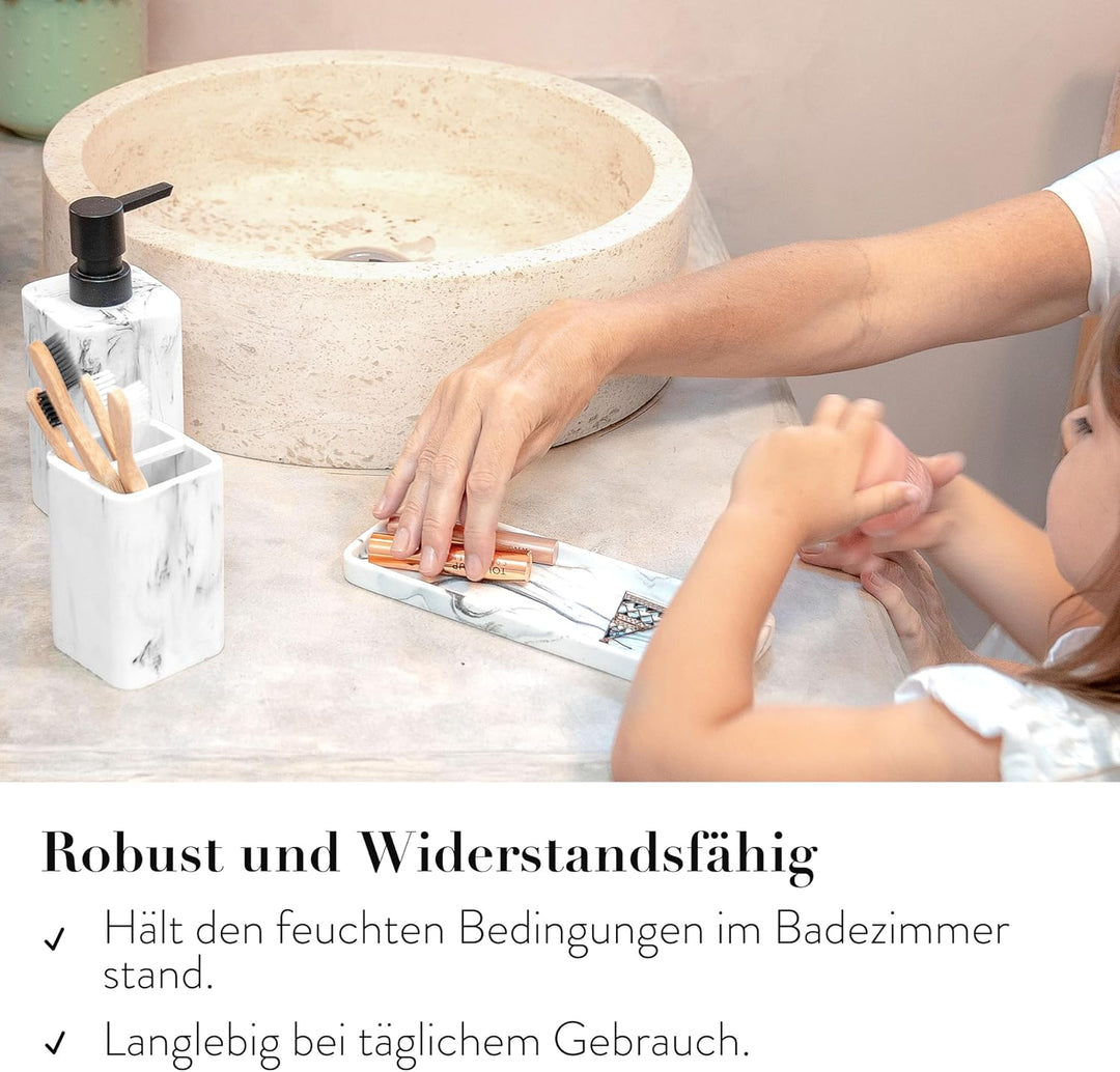 ZCCZ Badezimmer Set 4 Teile – Organizer mit Zahnbürstenhalter, Zahnputzbecher, Seifenspender, Seifen