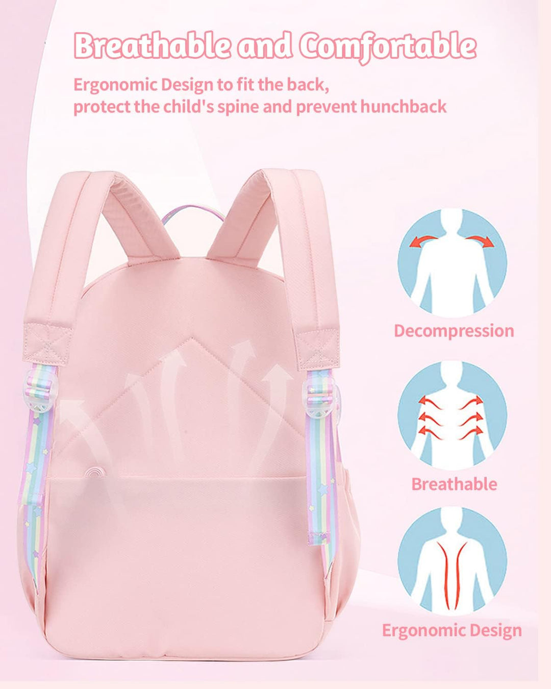 Amythe Kinderrucksack Mädchen,Rucksack Kindergarten,Schulranzen Mädchen 1-3. klasse, Leichte und Was