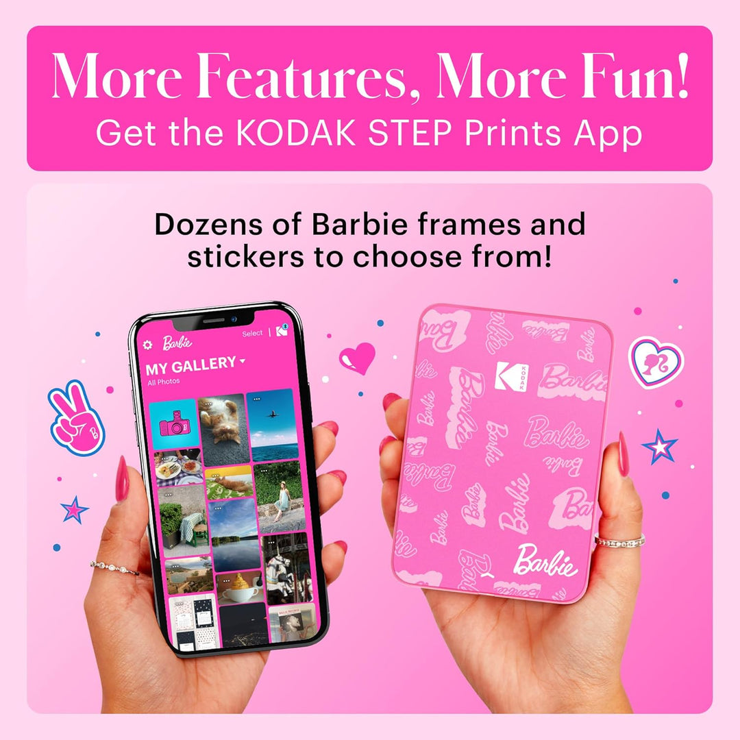 Kodak x Barbie Step Slim Kabelloser Sofortbild-Fotodrucker (Signature Style) + Barbie Deluxe Kamerat