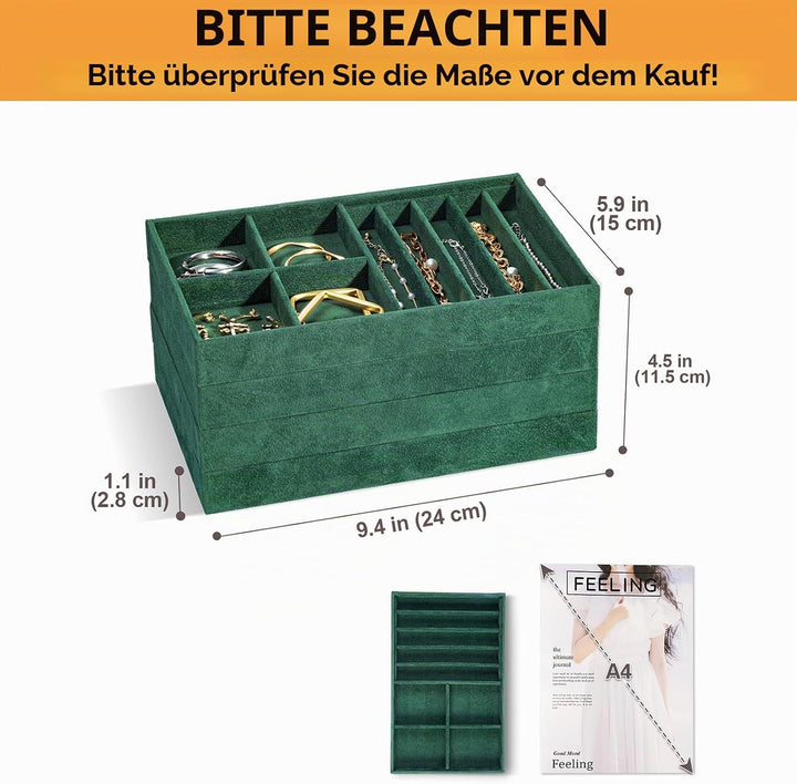 ProCase Schmucktablett Organizer mit 4 Schmuckschalen, Stapelbar Schmuck Schublade Organizer, Schmuc