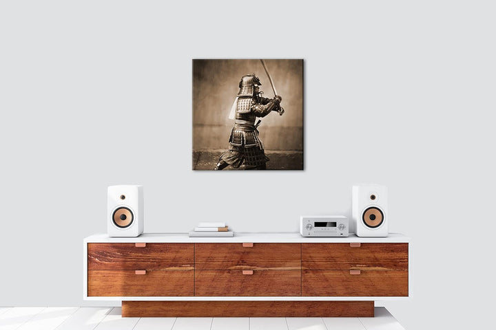 deyoli kampfbereiter Samurai Format: 70x70 Effekt: Sepia als Leinwandbild, Motiv fertig gerahmt auf