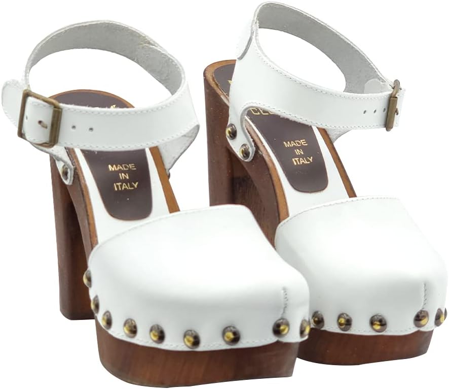 Schwedische clogs mit hoher Ferse Weiss - MY462 BIANCO (39, WEISS) 39 EU Weiss, 39 EU Weiss