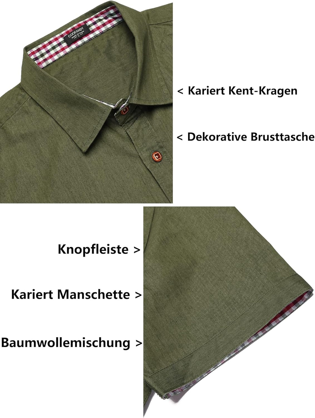 COOFANDY Herren Hemd Kurzarm Jeanshemd Slim Fit Baumwolle Vintage Freizeithemd Sommer Hemden Für Her