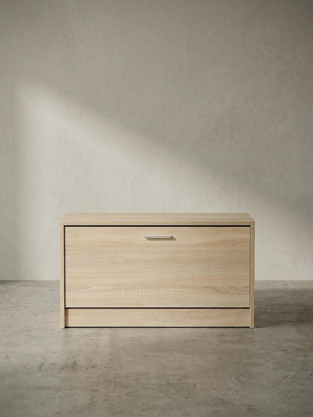Holz Schuhkipper Bank: Kippfächer, Verstellbarer Einlegeboden, Melaminharzbeschichtung Farbe: Beige,
