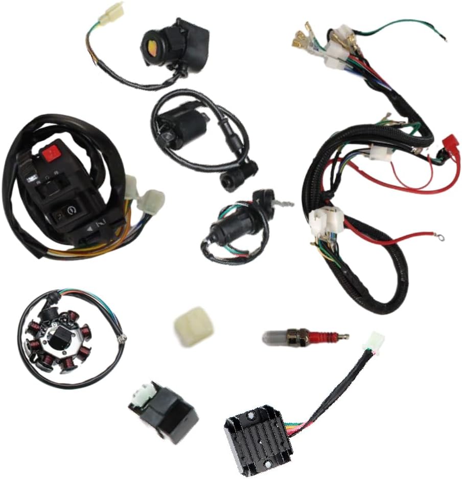 Riloer Komplettes Kabelbaum-Kit Drahtwebstuhl Elektrik Statorspule CDI Fit für chinesisches Dirtbike