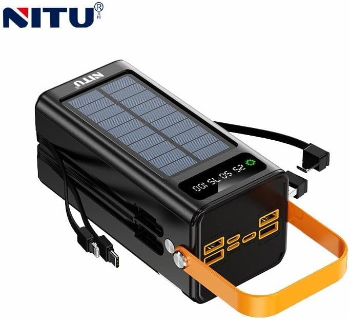 ZMC Solar Powerbank 50000-100000mAh, 22.5W PD Schnellladung, 4 Ausgänge, LED Lampe, 3-in-1 Kabel, fü