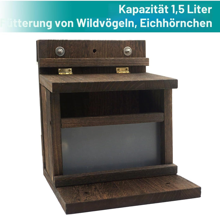 Eichhörnchen Futterhaus aus Holz Futterstation mit grosser Kapazität, Fütterungsbehälter mit Montage