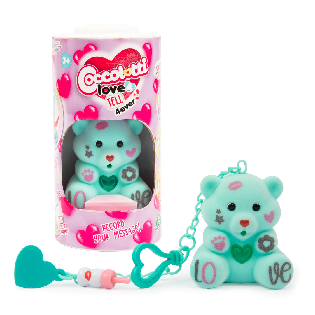 Coccolotti Love&Tell 4ever - Aquamarin-Bär, mit Aufnahmefunktion und Schlüsselanhänger, interaktive