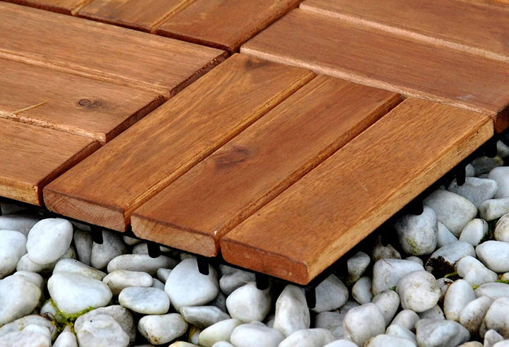 33er Spar-Set Holzfliese 02 für 3 m², Terrassenfliese aus Akazien-Holz, Fliese mit 12 Latten für Gar