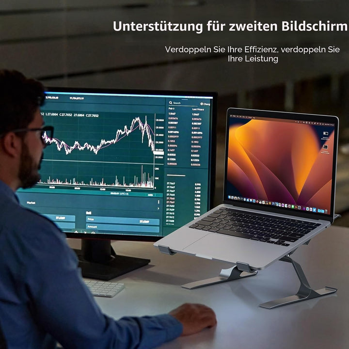 OMOTON Aluminium Laptop Ständer, Verstellbar Laptop Halterung mit Belüftung, Ergonomischer Laptopsta