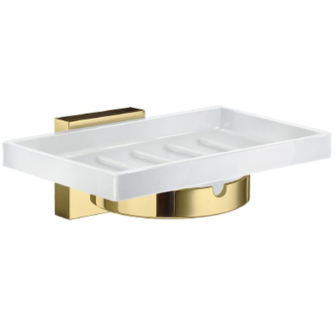 Smedbo Halter mit Glas Seifenschale RV342P Haus lackiert, Messing poliert lackiert, 5,2 x 10 x 17 cm
