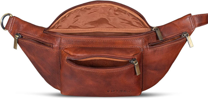 ROYALZ 'Laguna' Bauchtasche Leder Vintage Look Gürteltasche Unisex auch als Brusttasche Crossbody Ba