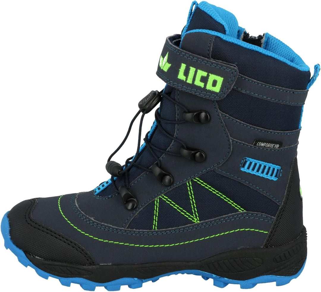 Lico Unisex Kinder Sundsvall Vs Schneestiefel 25 EU Marine Blau Lemon, 25 EU Marine Blau Lemon