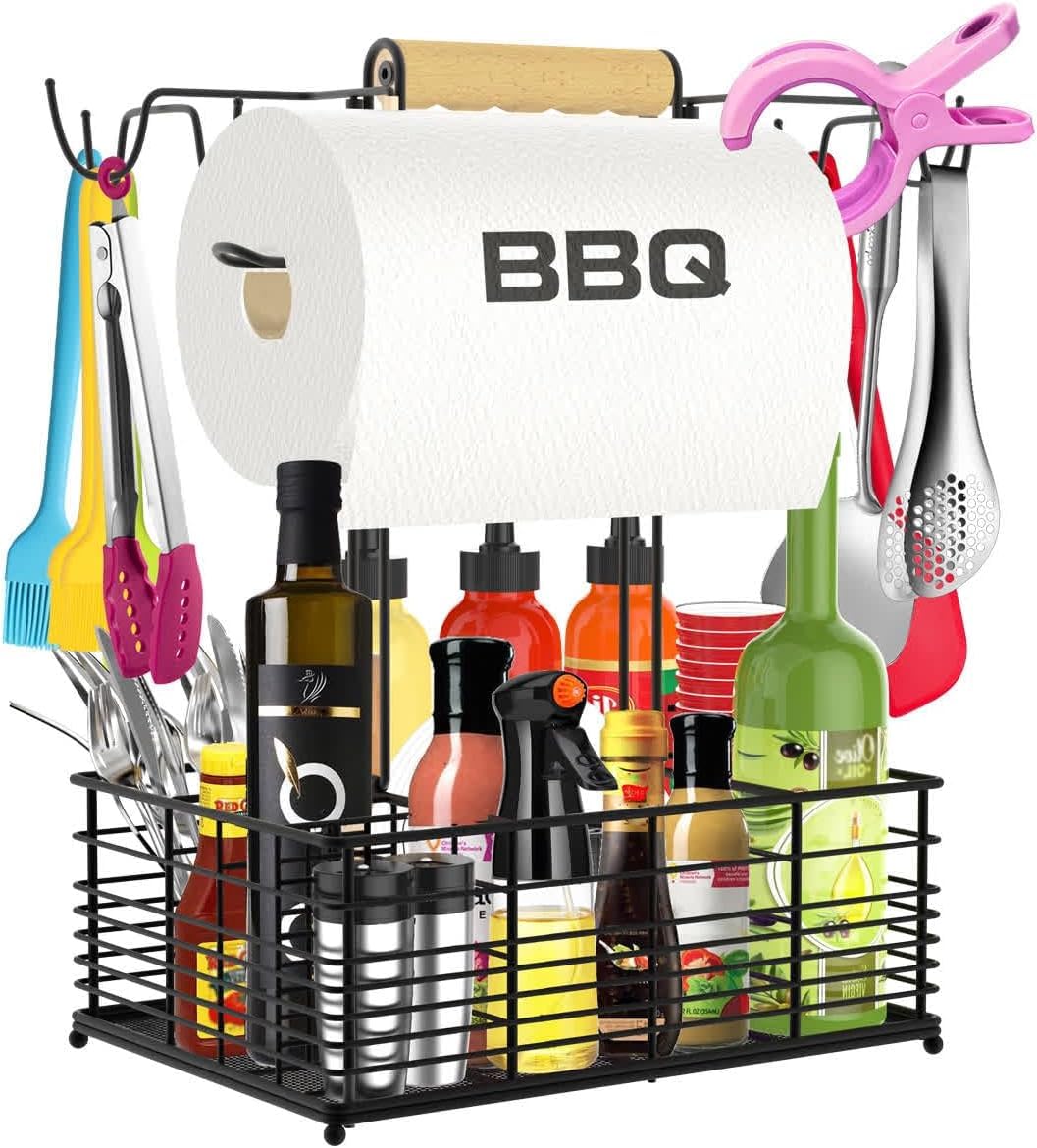 Grill Caddy, BBQ Caddy for Outdoor Grill, Picnic &amp; Camping Accessories, Outdoor Kitchen Accessories