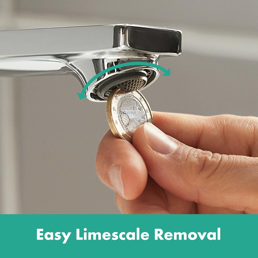 hansgrohe Waschtischarmatur Rebris E, Wasserhahn Bad mit Auslaufhöhe 80 mm, mit Zugstange, Badarmatu