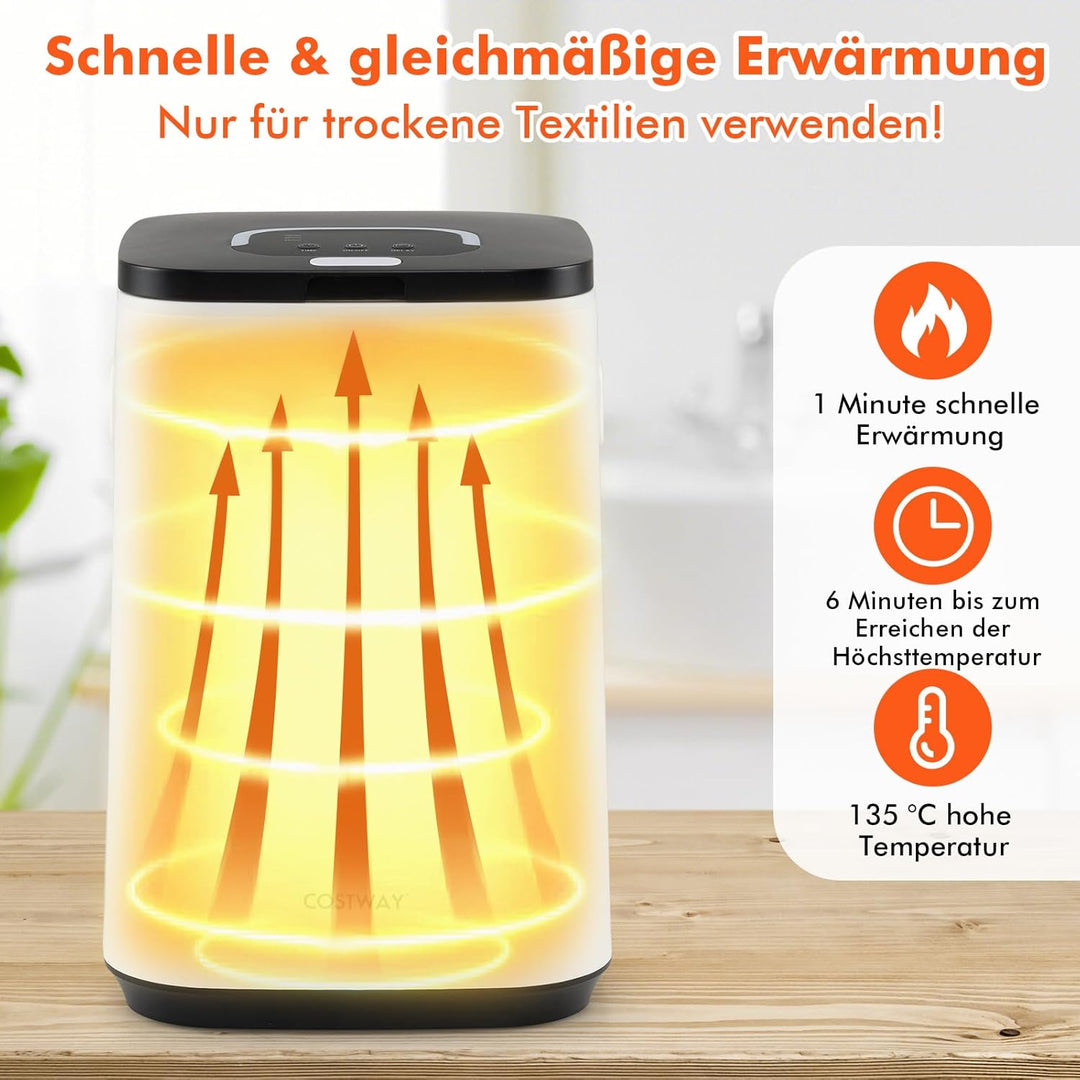 COSTWAY 23L Handtuchwärmer, Towel Warmer mit Anzeigeleuchte & Timer & LED Licht & Automatische Absch