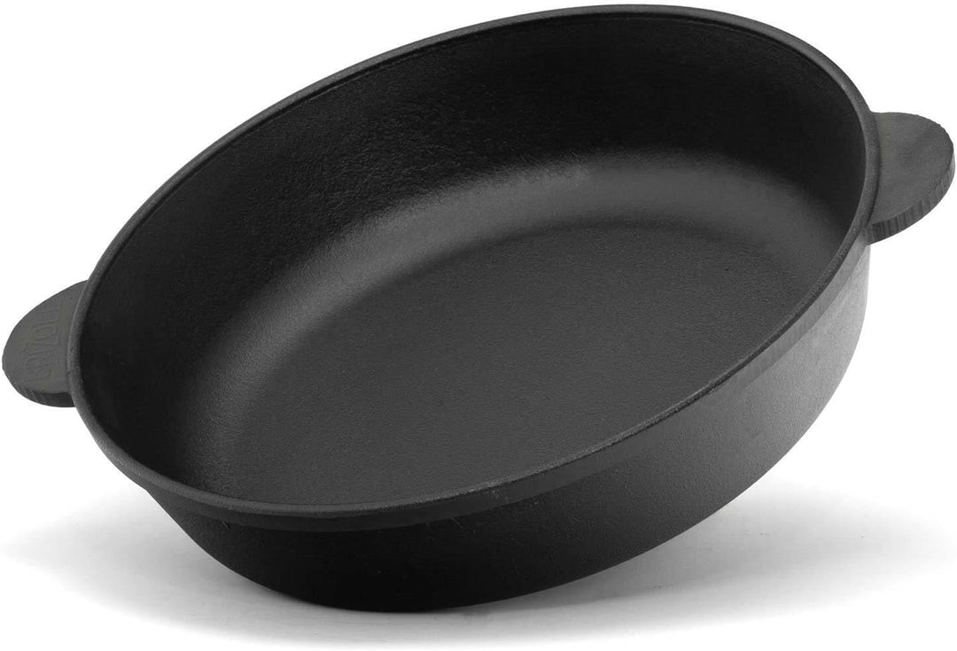 4BIG.fun Schmorpfanne 28 cm Gusseisen Gusseisenpfanne mit Aluminiumdeckel Bräter Servierpfanne Kasse