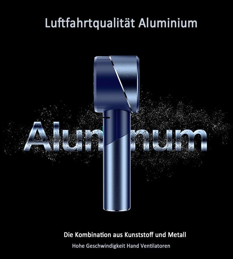 Handventilator Akku Aufladbar, Mini Stark Ventilator mit 7000 rpm Hohe Geschwindigkeit, Kleiner Meta