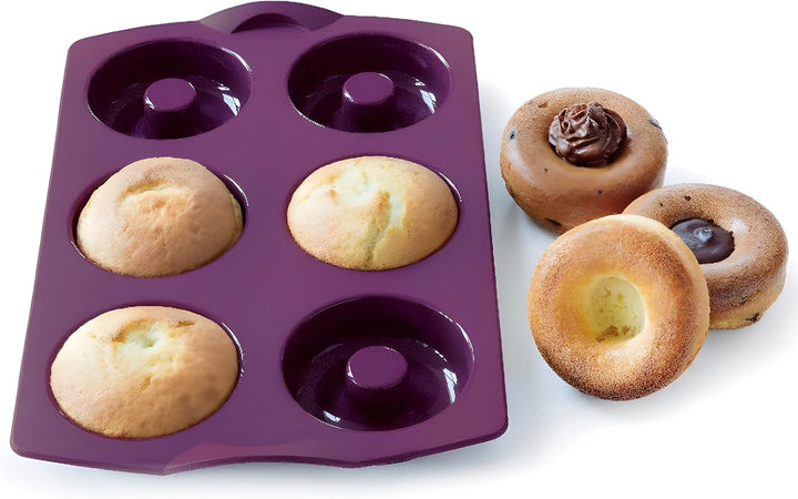 TUPPERWARE Backen Silikonform Donut/Bagel lila Backform Silikon Diabolo Donut Silikon, Donut Silikon