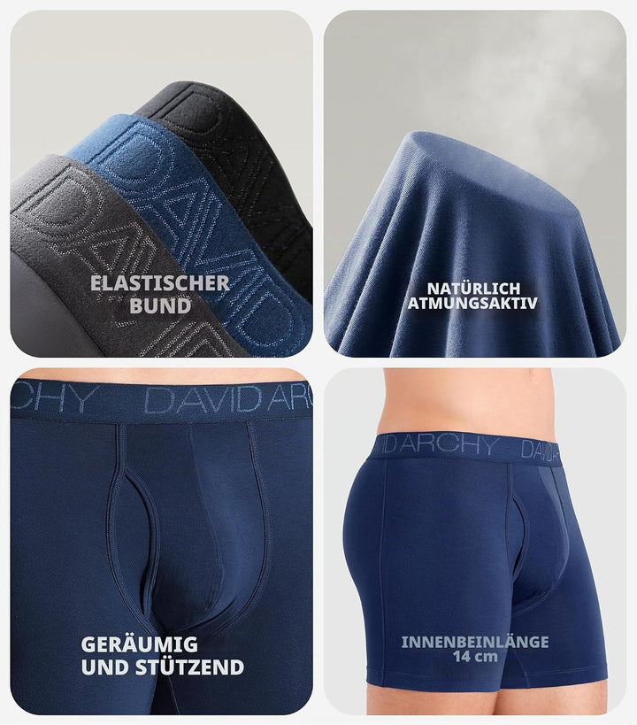 DAVID ARCHY Herren Boxershorts Mehrfachpack, Stretcken Klassischer Retroshorts, Unterhosen Männer, 5
