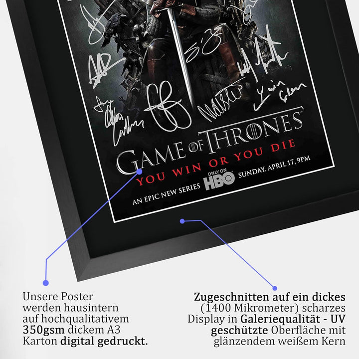 HWC Trading Game of Thrones The Cast Gifts gedrucktes Autogramm für TV-Fans, A3 gerahmt