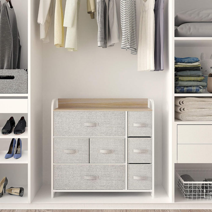 YITAHOME kommode mit Schubladen, Schrank mit 7 Schubladen aus Stoff, Aufbewahrungskommode Modernen S