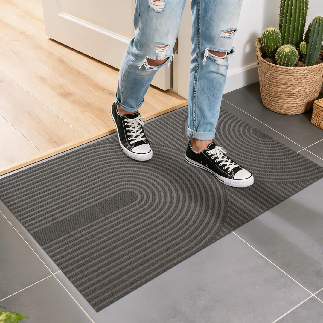 FEOMOS Fussmatte Innen Aussen 50x80cm, rutschfeste Schmutzfangmatte mit Saugkraft, Fussmatte Waschba