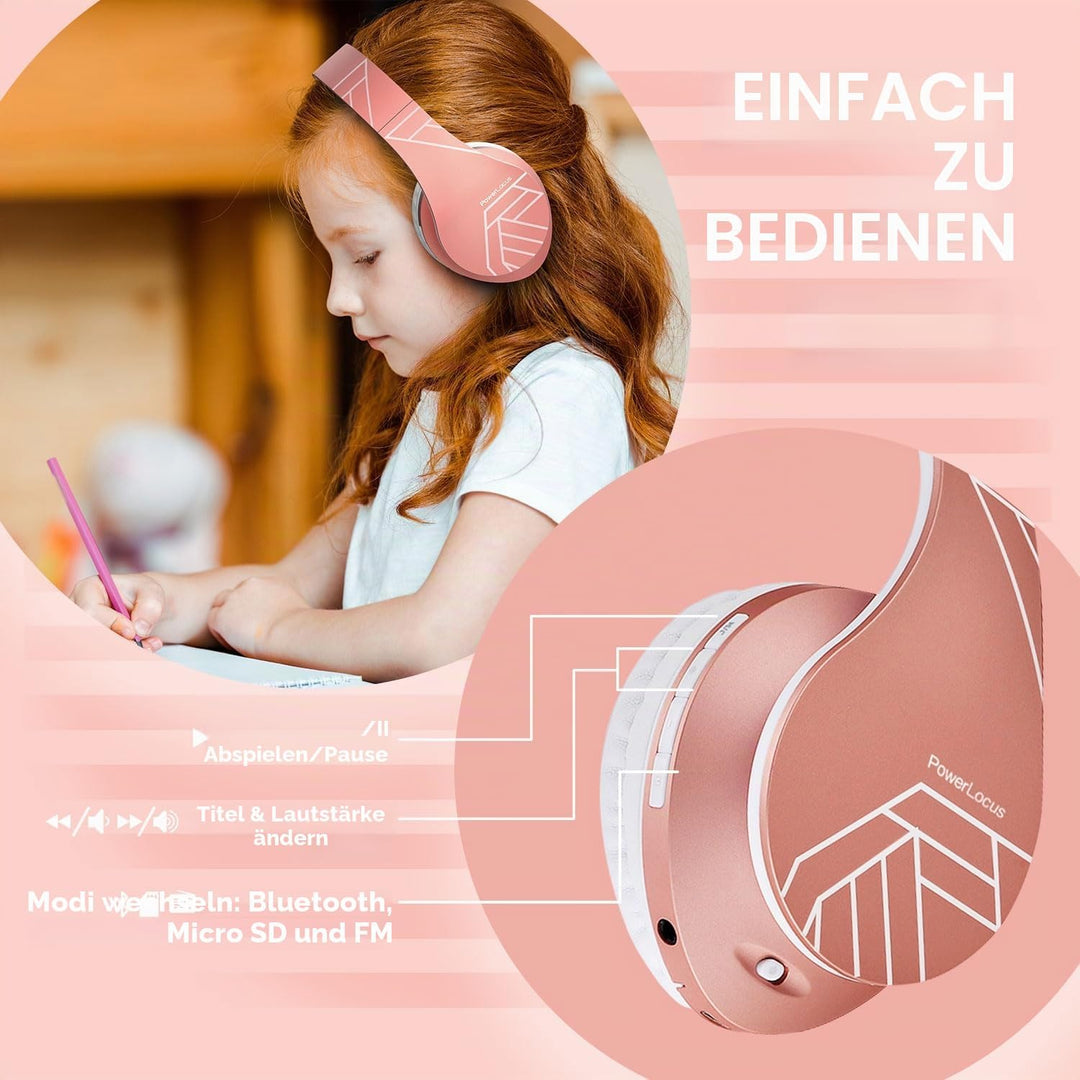 Kinder Kopfhörer, PowerLocus KinderKopfhörer Bluetooth mit 85dB Lautstärkebegrenzung, Faltbar mit Tr