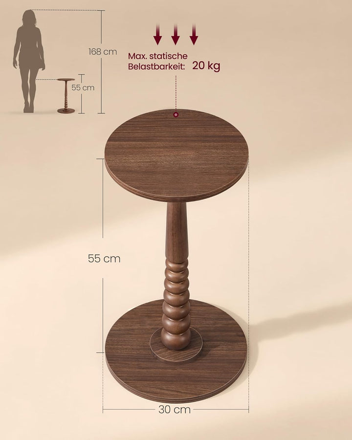 VASAGLE Mariel Kollektion - Beistelltisch rund, Kleiner Sofatisch, Nachttisch, Bein aus Massivholz,
