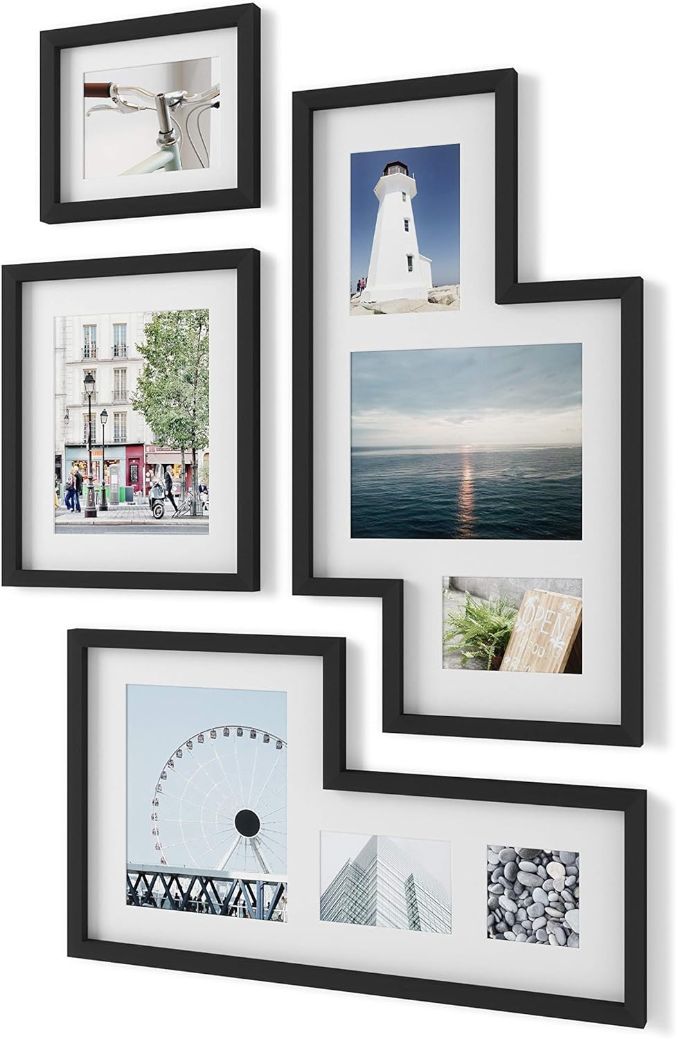Umbra Mingle Galerie Bilderrahmen-Set und Fotocollage, 4-teilig, für 10x10cm, 13x18cm, 20x25cm Bilde