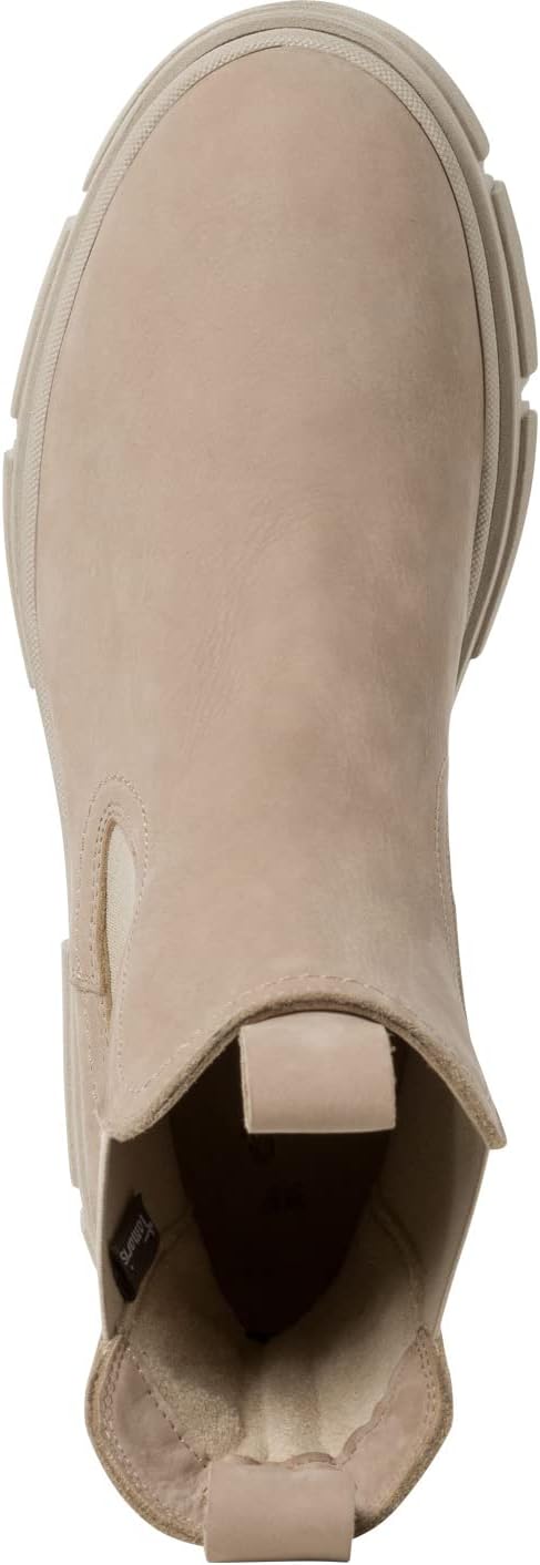 Tamaris Damen Chelsea Boots, Frauen Stiefeletten,TOUCHit-Fussbett 37 EU Beige Taupe Nub Uni 343, 37