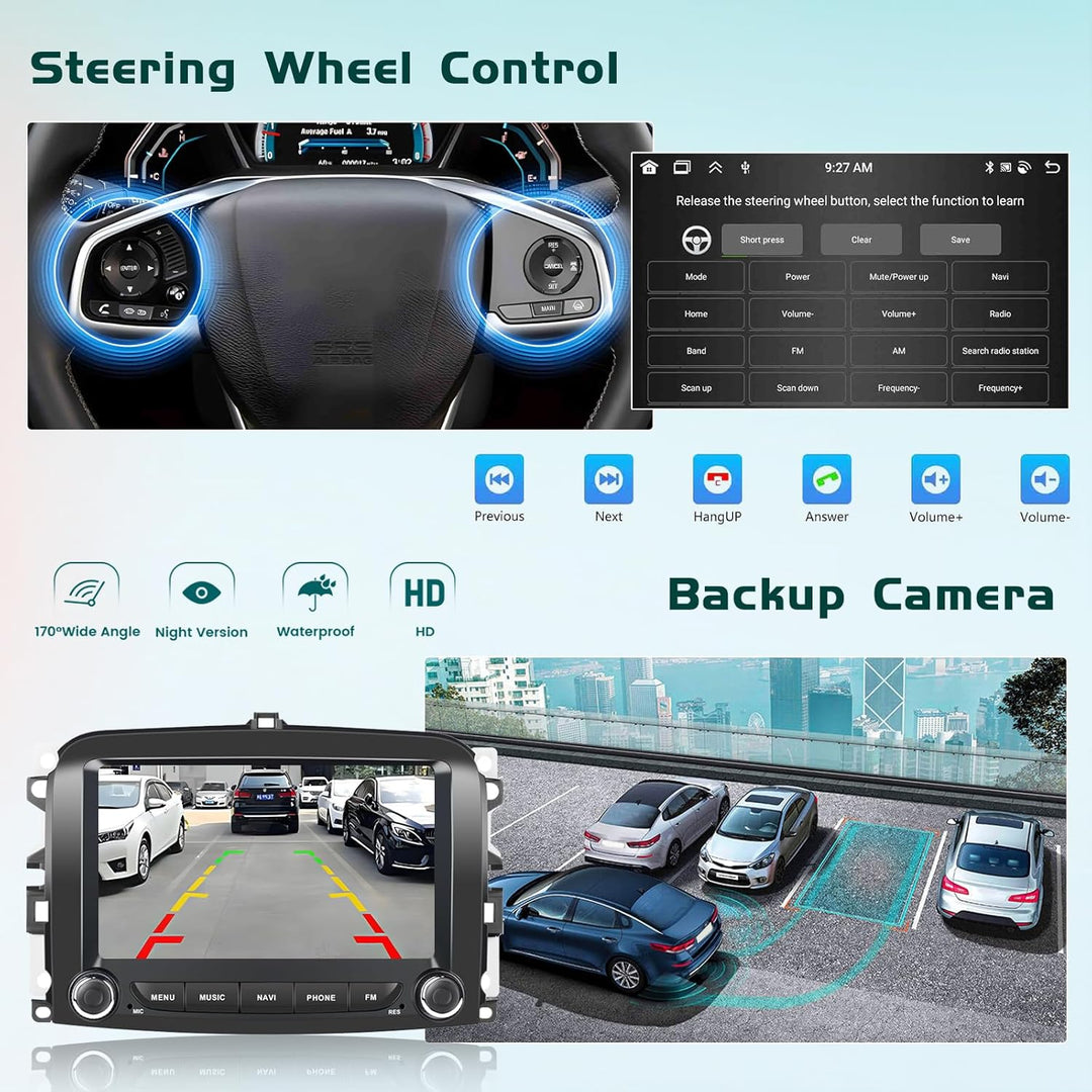8Core/6+128G DSP Hikity Android 15 Autoradio für FIAT 500L 2013 2014 2015 2016 2017,7-Zoll Touchscre