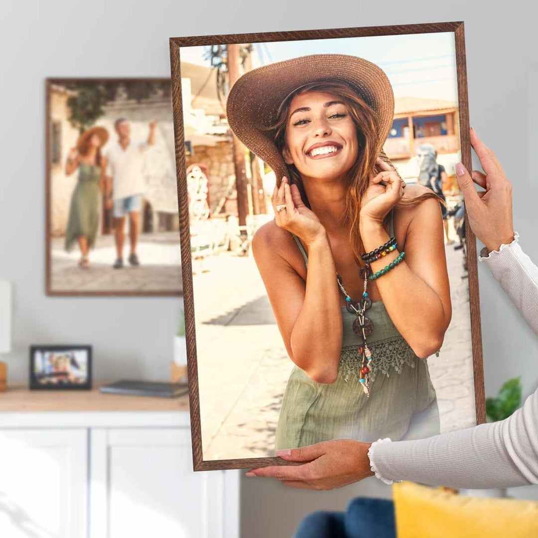 PHOTOLINI Bilderrahmen 40x60 Holz Eiche dunkel 2er Set, 40x60 cm Bilderrahmen Made in EU, Holzrahmen