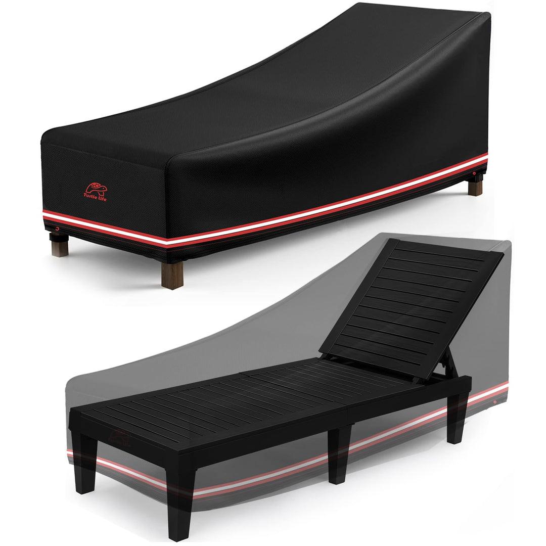 Turtle Life Gartenliege Abdeckung, Abdeckhauben für Liegen Wasserdicht, Liegestuhl Abdeckung mit Bel