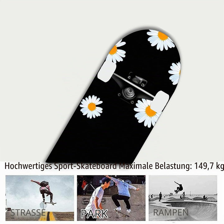 31-Zoll-Standard-Skateboard, 7 Lagen Ahorn-Board-Oberfläche, geeignet für Kinder, Jugendliche, Erwac