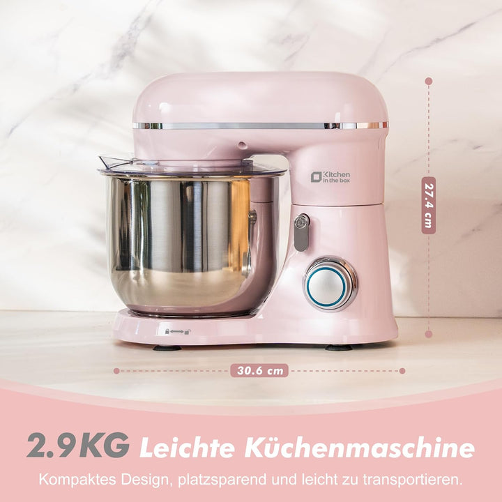 Kitchen in the box Kompakte Küchenmaschine 3,5 L, Rührmaschine & Knetmaschine mit 10 Geschwindigkeit