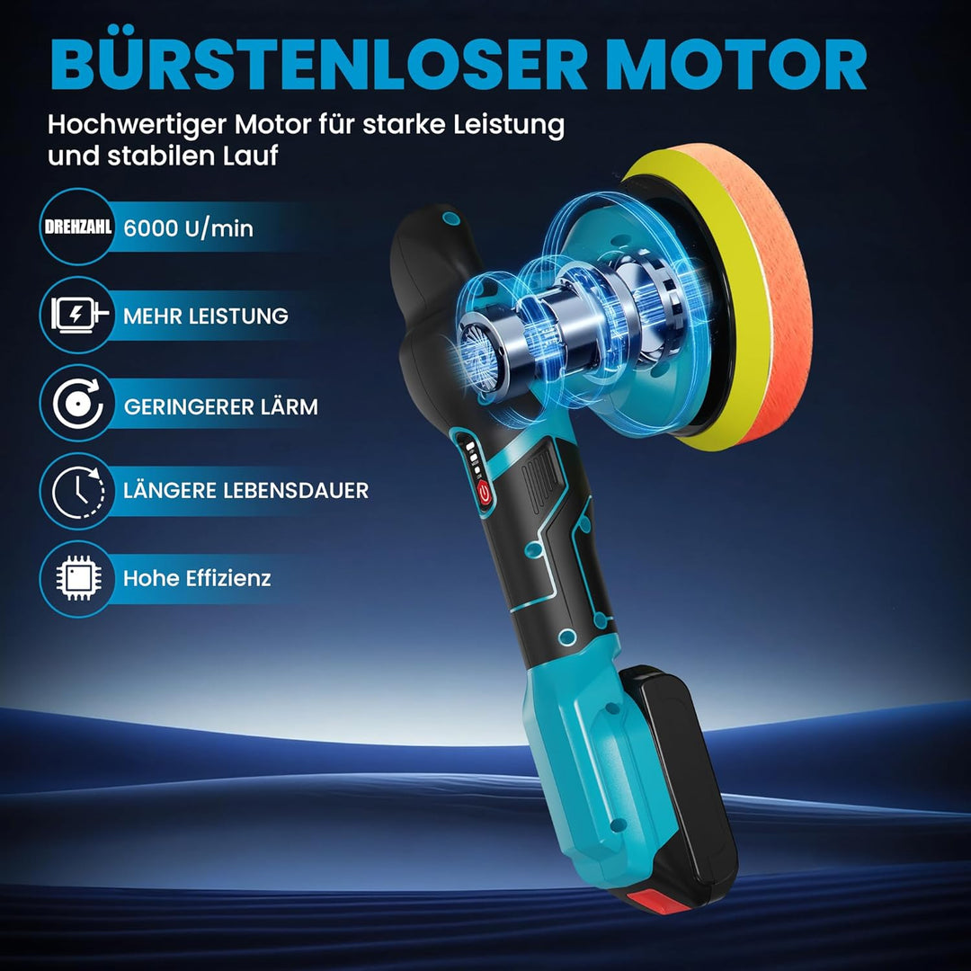 Poliermaschine Auto für Makita 18V LXT-Akku, 6 Zoll Orbitale Poliermaschine mit 3 Variablen Geschwin